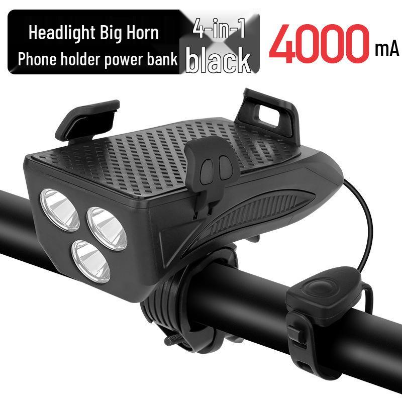 Bicycle Phone Holder & Horn with Super Bright Light for Night Riding
