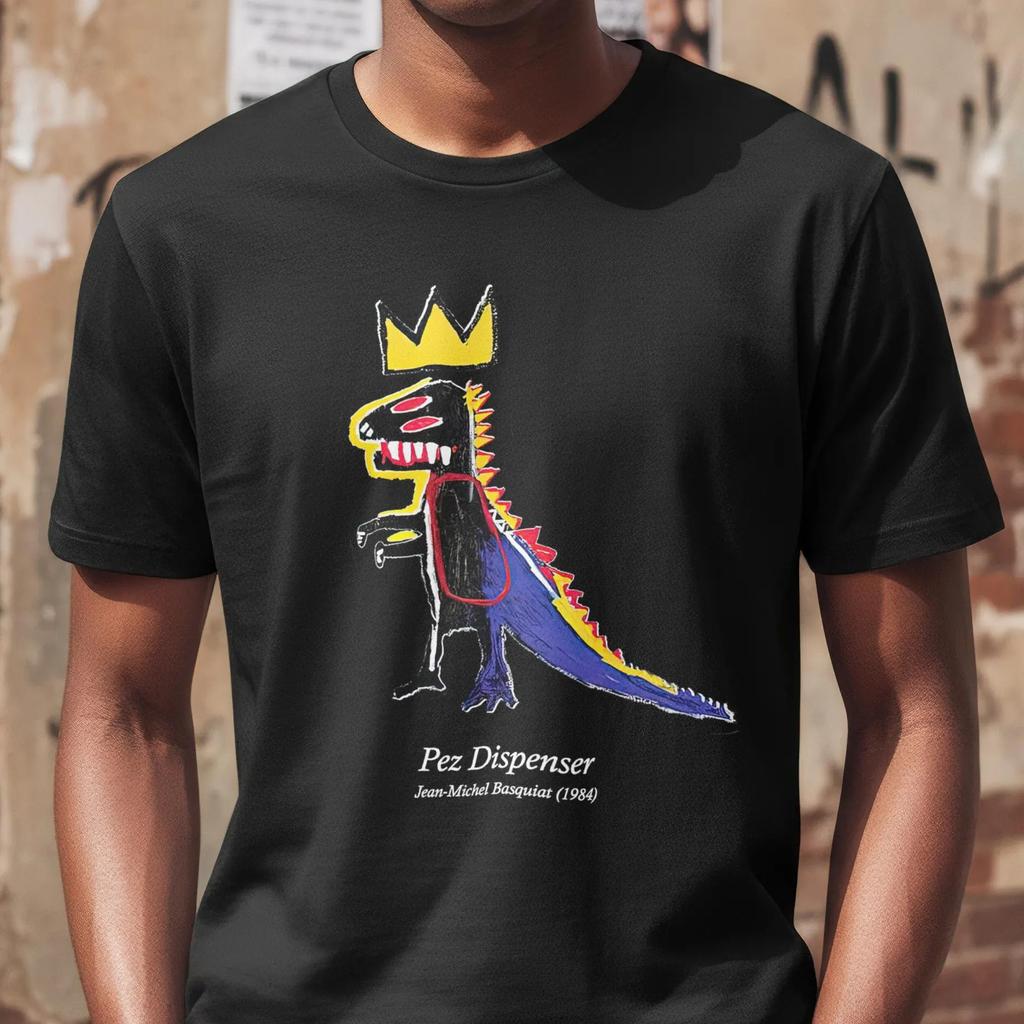 Basquiat T-Shirt Pez Spender 1984 Jean-Michel Basquiat Originalgemälde Unisex Softstyle T-Shirt Kunstliebhaber Einzigartige Dinosaurier-Grafik