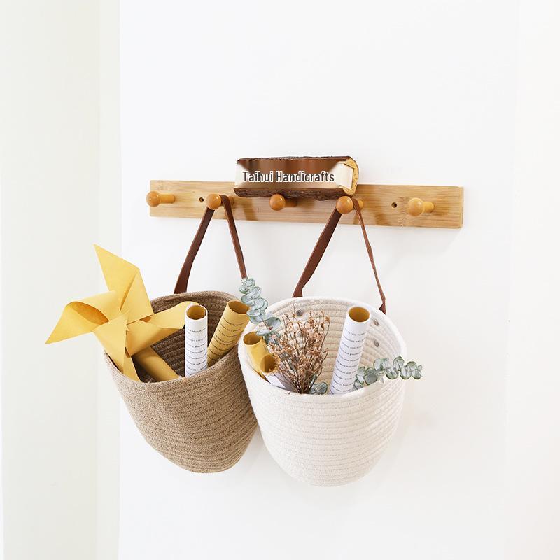 Hängender Korb für die Rückseite der Schlafzimmertür: Aufbewahrung aus gewebtem Baumwollseil, für Schlafzimmer oder Eingangsbereich, für Kosmetika & mehr.