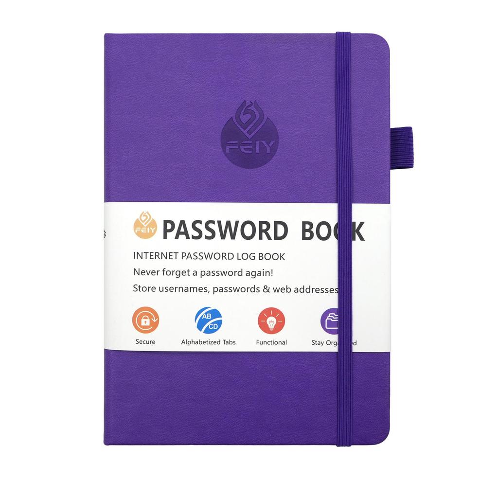 32K English Minimalist Password and Address Book with Cross-border Ribbon
