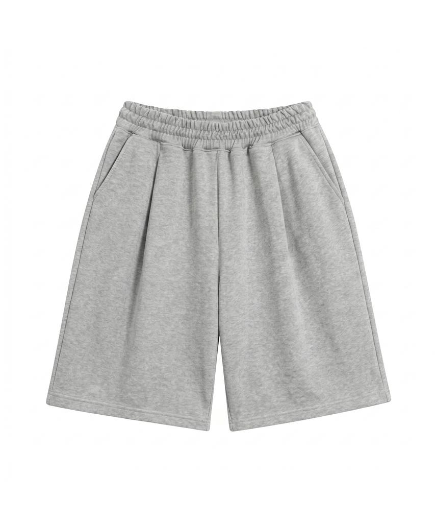 Noming One-Pleat Wide Sweat Bermuda Shorts - Grey