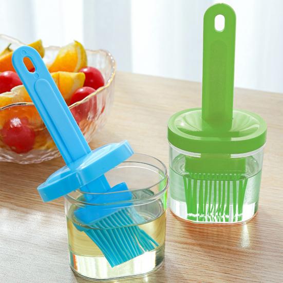 Oil Brush Dispenser 2-in-1 High-Temperature Resistant Oil Pot with Brush Cooking Oil Applicator for Frying Baking BBQ And Air Fryer