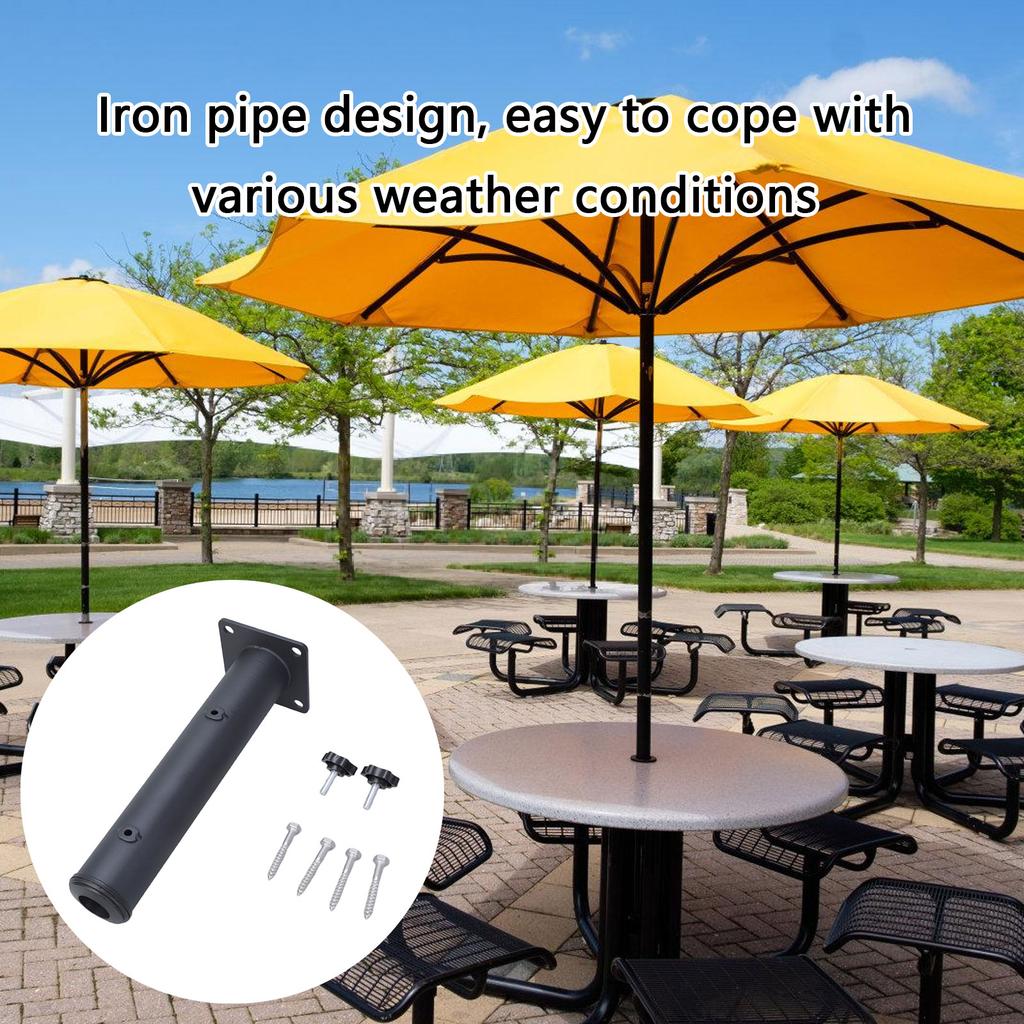 Metal Patio Umbrella Holder Clamp for Deck Railing Mount Outdoor Parasol Base Stand Bracket with 4 Screws Easy Install