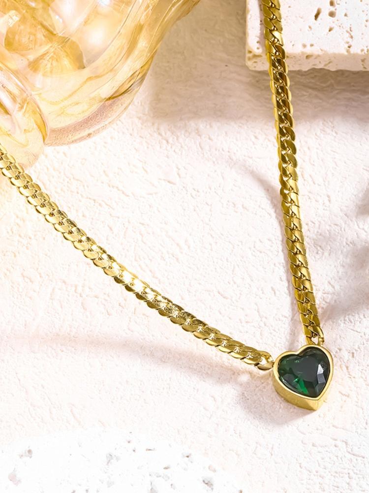 

1 шт. Цепочка из нержавеющей стали «Змеиная кость», ожерелье с подвеской в виде капель воды, сердца и циркония для повседневной носки, подарок для матери и друзей