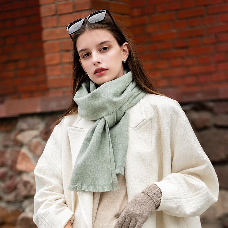 

Autumn and winter new wool plain scarf short beard warm soft and comfortable men s and women s red scarf 195CM бежевий