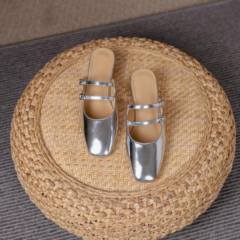 

Темпераментная сумка на голову с туфлями Мэри Джейн женская весна и лето новая толстый средний каблук женская одинарная обувь дышащие женские тапочки 40 серебряный