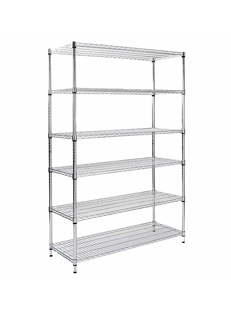 Stainless Steel Multi-Tier Storage Rack for Kitchen, Warehouse, or Balcony.