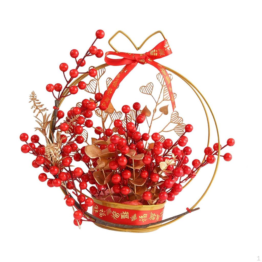 Chinese Flower Basket Ornament Decorative Desktop Photo Props Spring Festival Wall Hanging Harvest