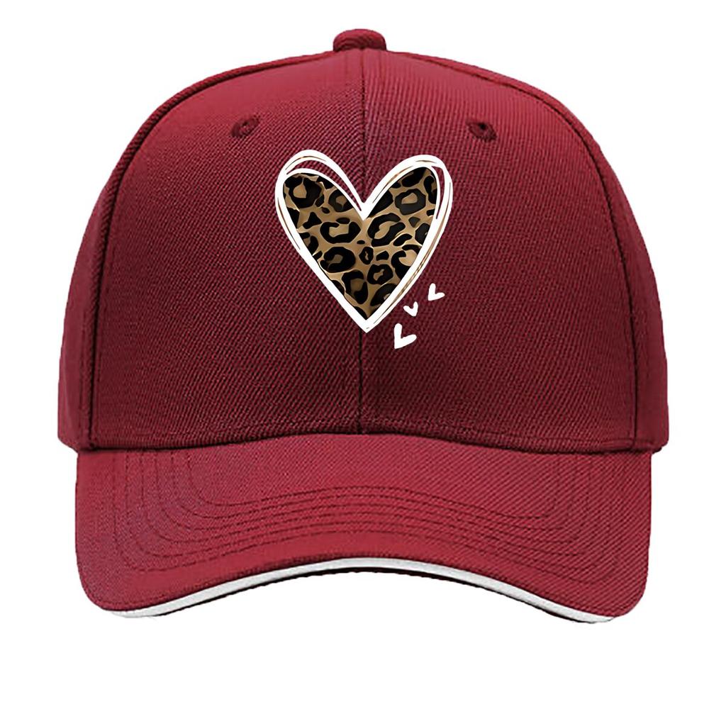 White Frame Leopard Print Heart Home Decor Hip Hop hat Fashion Outdoor Sports Sandwich Baseball Cap