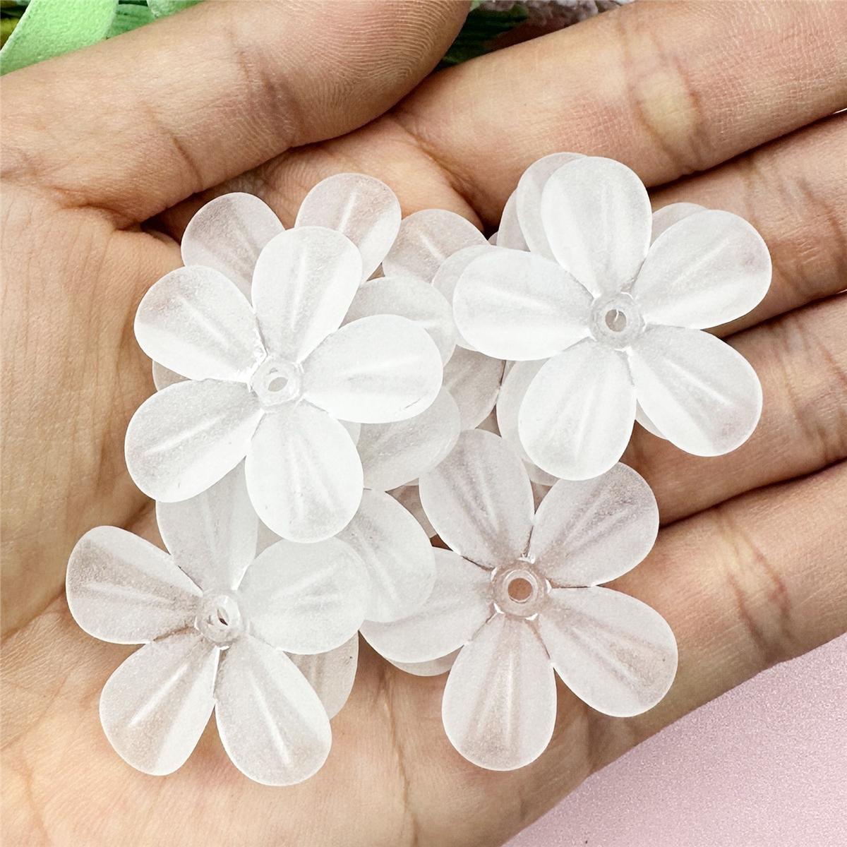

Товары для вечеринок, розетка 28,5 мм, материал ручной работы, 5 лепестков, цветок, серьги, украшения для волос, аксессуары, 10 шт., матовые, полупрозрачные белый