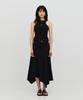 Sillot Asymmetric Low Cut Cotton Long Skirt (Black)