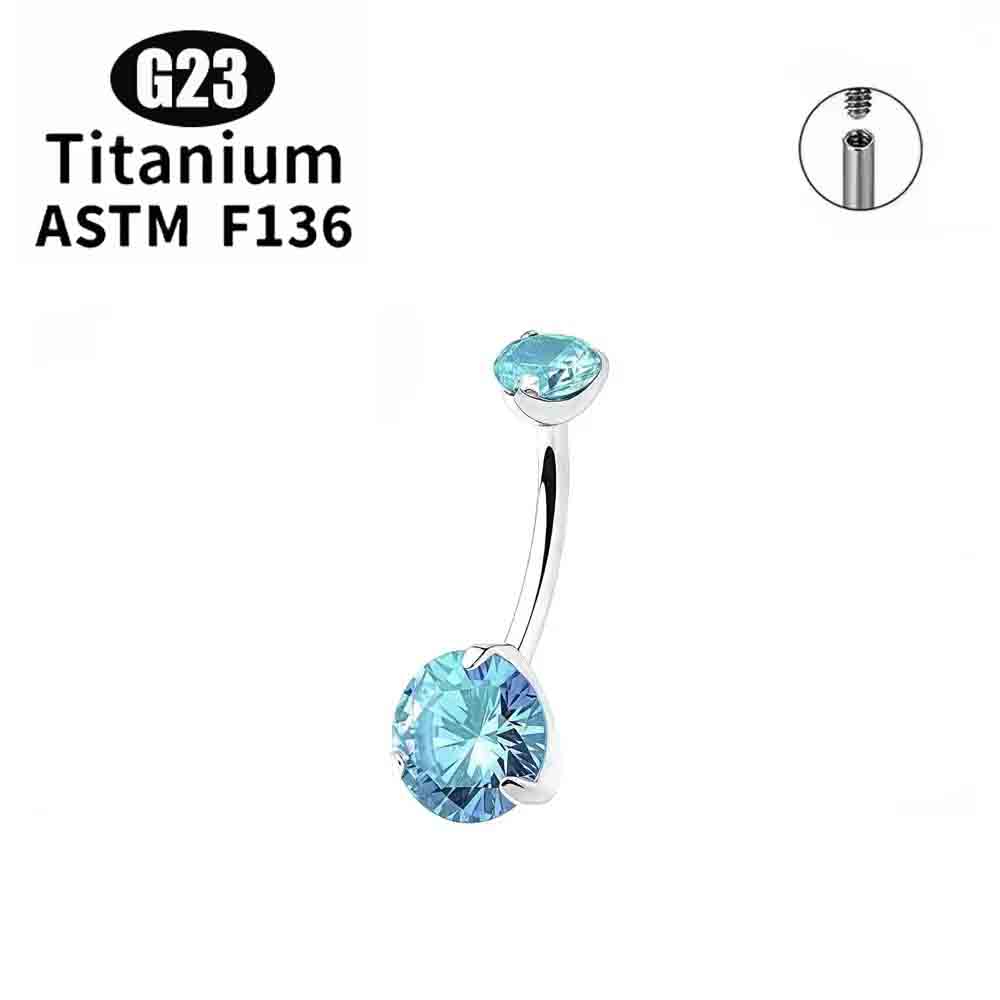 1/5Pcs ASTM F136 Titanium Banana Bend Sexy Belly Button Rings 5A CZ 14G Internal Thread Navel Ring Piercing Barbell Body Jewelry
