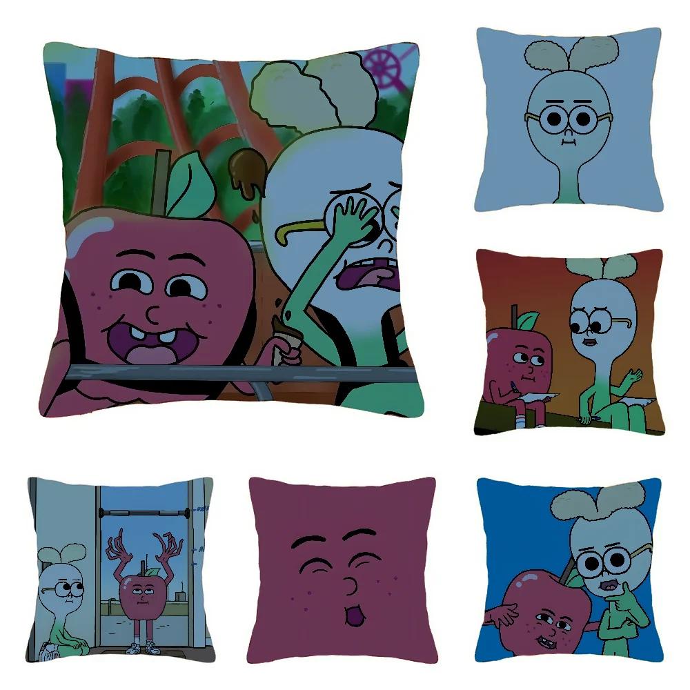 Anime Komedie Voedsel A-Appel En Ui Kussensloop Vierkante Kussen Slaapkamer Bank Vrije Tijd Comfort Auto Woonkamer Huisdecoratie 40X40