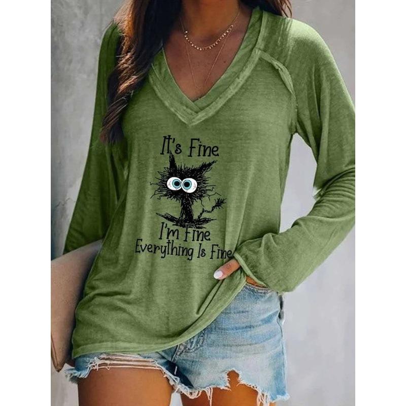 Autumn 3D Printed Multi Color Pattern Shoulder Sleeve Set Head Long Women's T-shirt