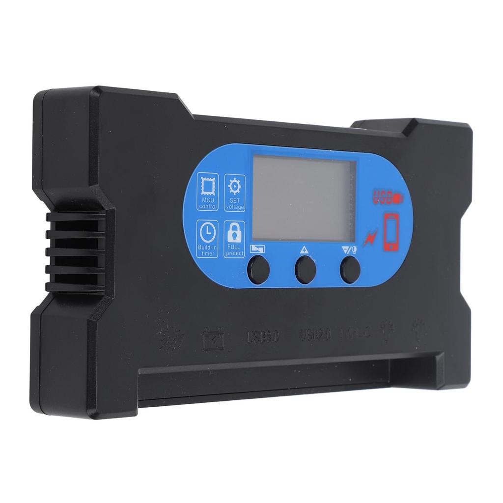 Solar Controller HD Display Dual USB Type C DC Fast Charging Multi Protection Solar Panel Regulator 10A