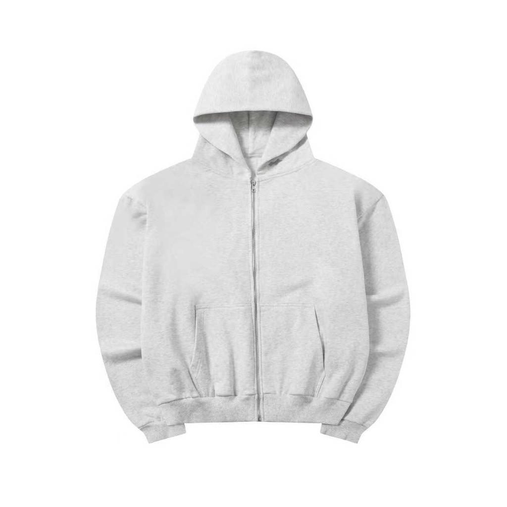 SKYLRK 2025SS Solid Color Distressed Fleece-Lined Hooded Cardigan - Bieber Style