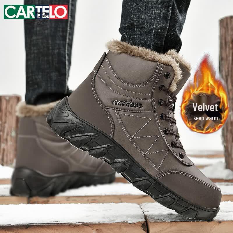 CARTELO Men s Winter Plush Lined High-Top Snow Boots 44