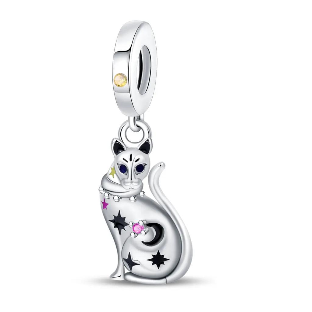 New Authentic Copper Animal Collection Charm Bead Charms Black Wing Cat Fishing Pendants Bead Charms Compatible With Bracelets Do It Yourself Jeweller