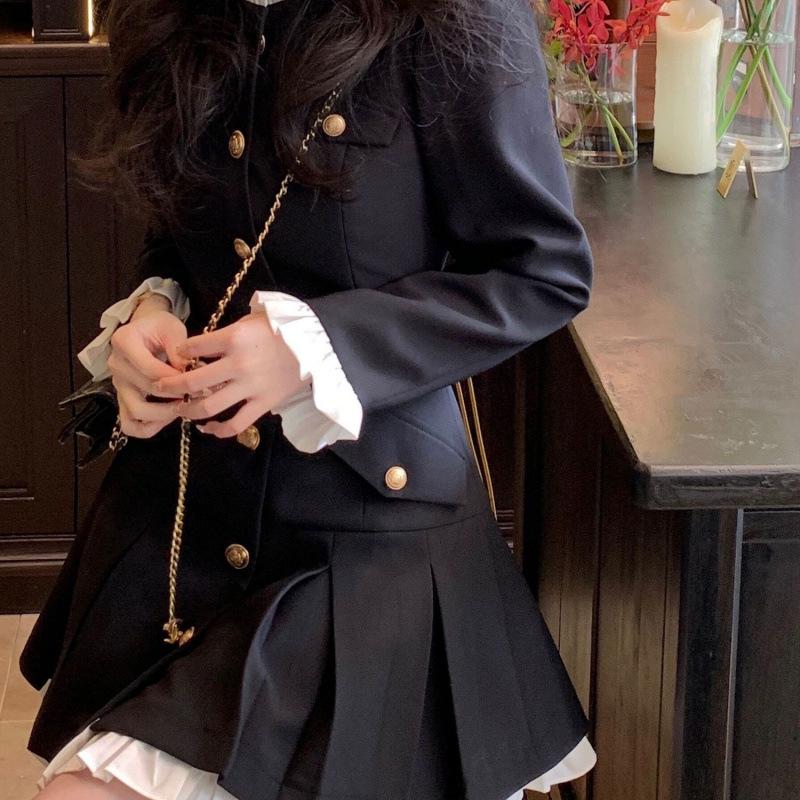 "Stil G Xiaoxiang Modă Coreeană Croială Slim Rochie Carouri cu Nasturi Aurii"