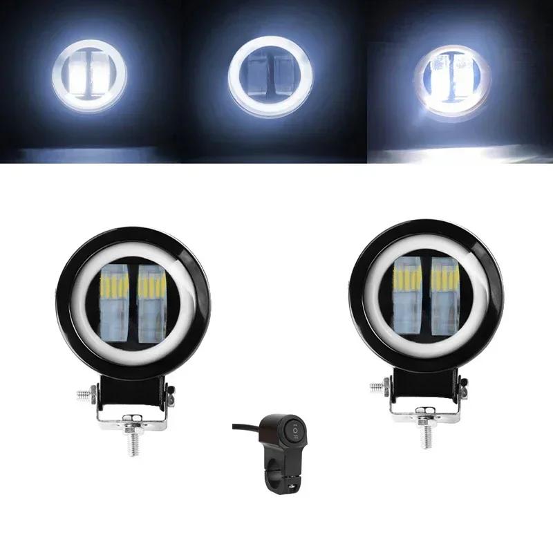 3 Inch 7D Lens LED Work Light Bar Square Car Headlight Halo For Motorcycle Jeeps ATV SUV 12V 24V Angel Eyes Driving Lights Amagi
