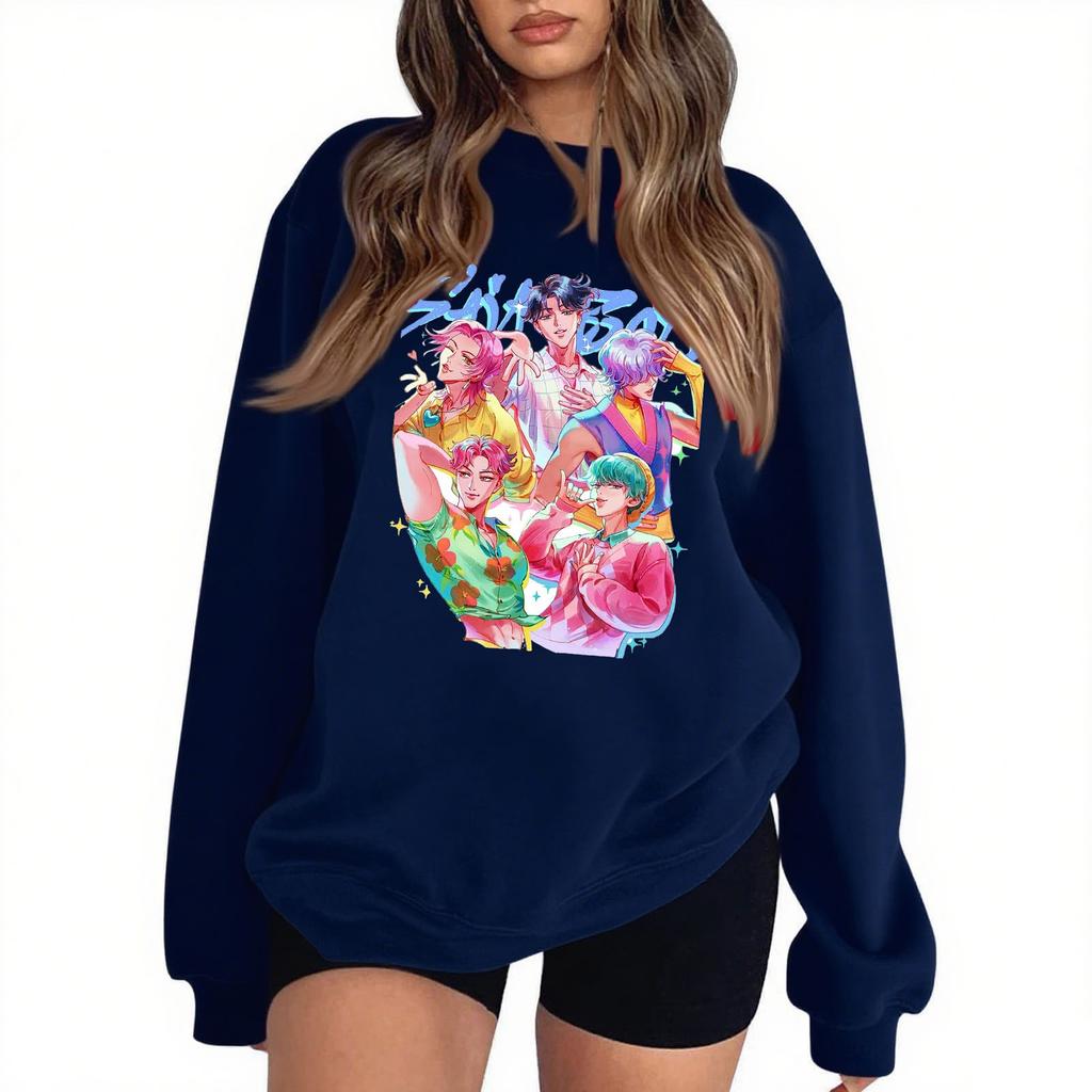 Damenmode Lässig Bedruckt Lässig Langarm Rundhals Sweatshirt Top