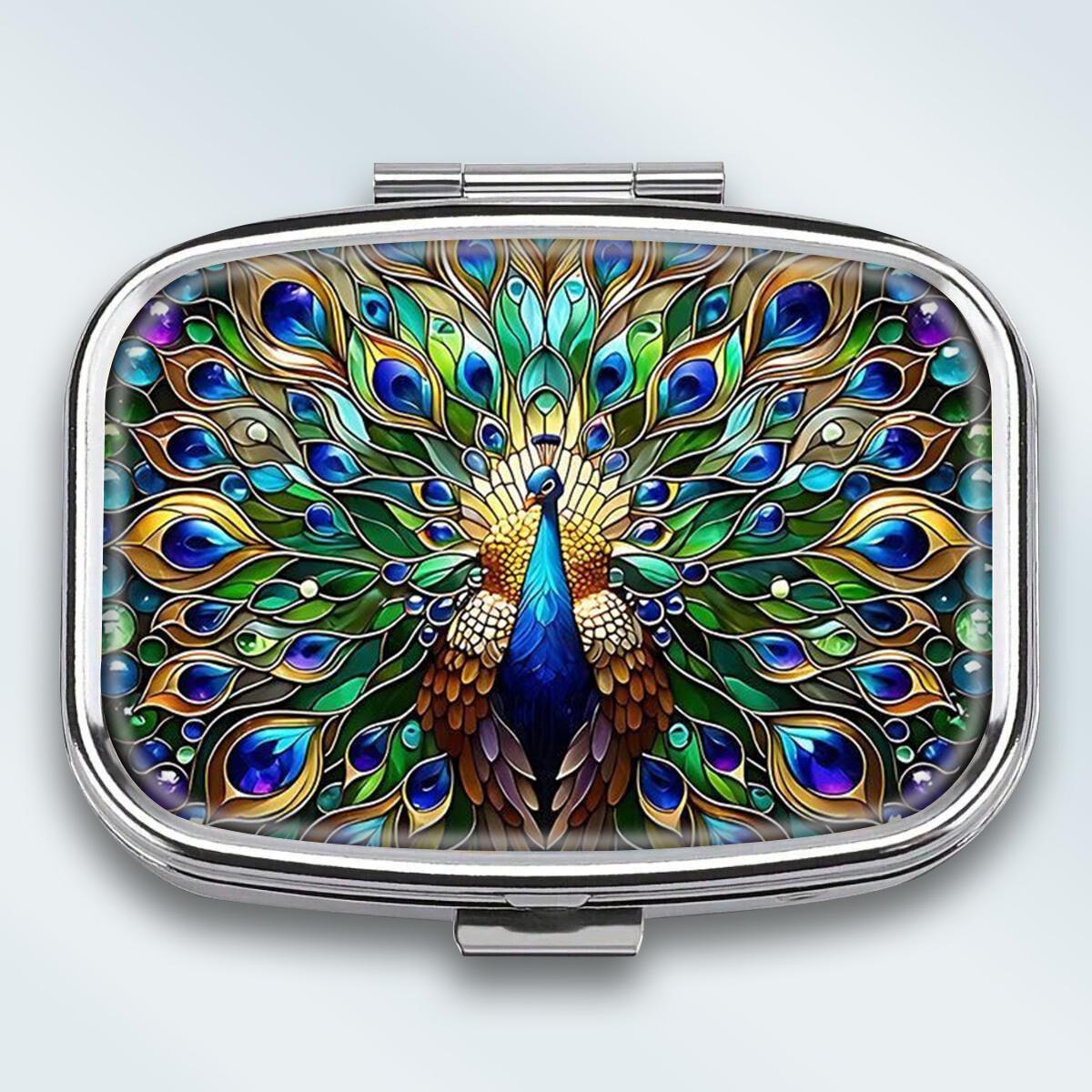 

Portable Pill Box with 2 Compartments, Mini Metal Medicine Organizer Case, Cute Printed Pill Container for Vitamins, Pills, Jewelry, Travel, Daily Use різнокольоровий