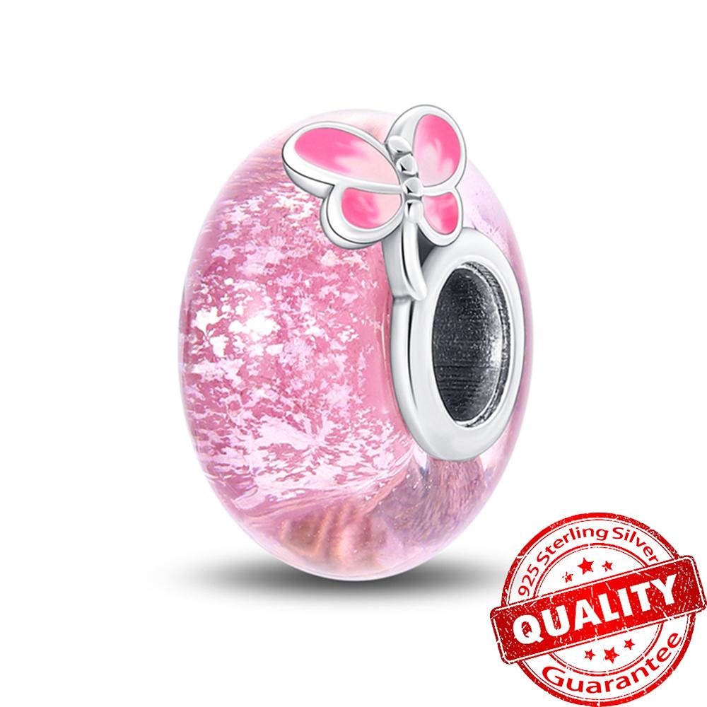 Murano Glass Series Copper Curved Good Feathers and Fortunate Four-Leaf Clover Charm Fits Bracelet Lovely Fine Gifts