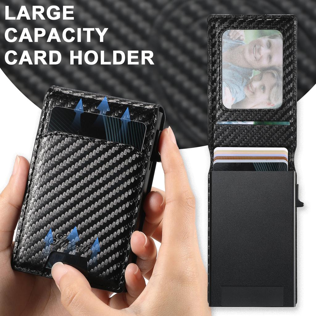 2 in 1 Detachable Magnetic Metal Card Holder Carbon Fiber Case for iPhone 17 Pro max 16 15 14 13 12 Shockproof For Magsafe Cover