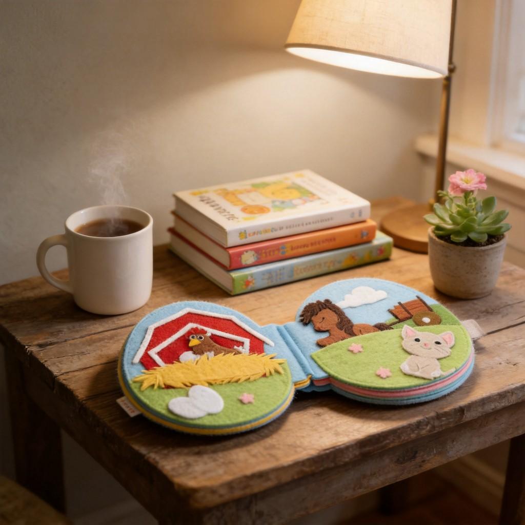 Rabbit Cartoon Portable Fabric Book With Felt Material For Kids Room Storage