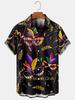Mardi Gras Mask Printed Men's Plus Size Button Short Sleeve Hawaiian Shirt