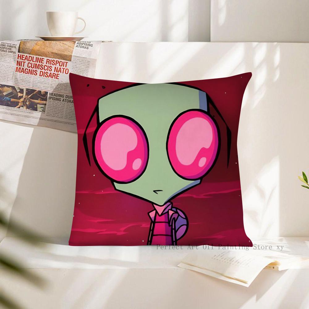 Cartoon Pillow Case Fashion Square Pillowcase Bedroom Sofa Room Ins Decoration Leisure Invader Zim Cushion Cover 40x40