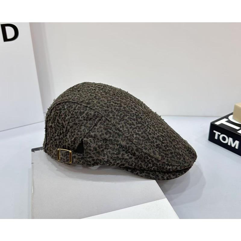 Make old and show your face, small and casual, personalized leopard print denim forward hat, women's summer short brim, versatile retro shell