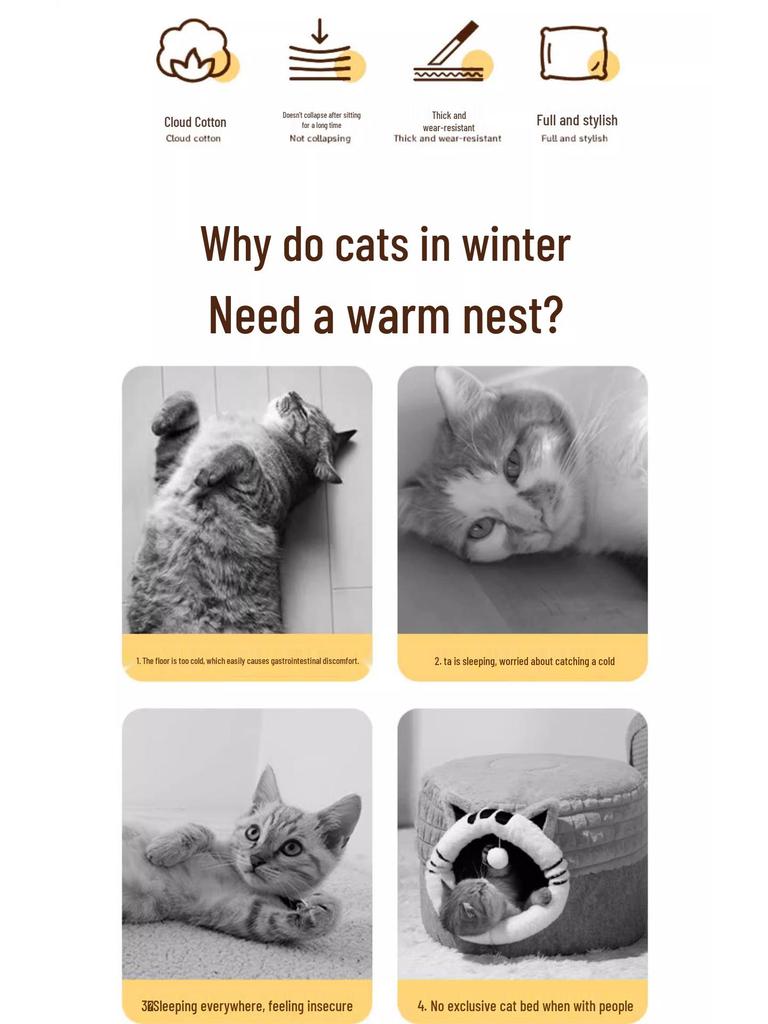 Cozy Winter Nest: Warming Bed for Cats & Small Dogs