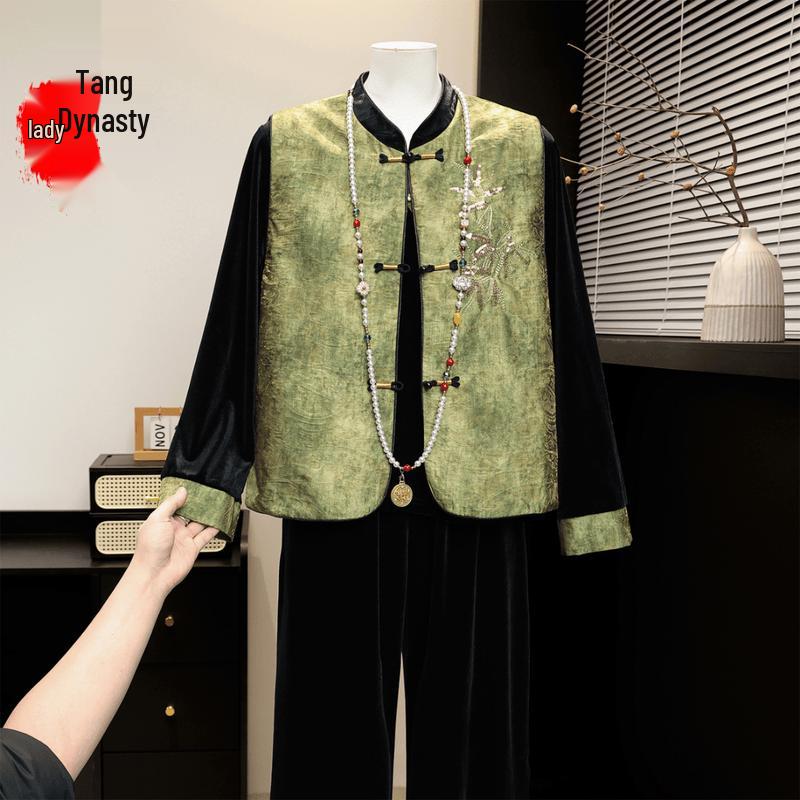 New Chinese Style Embroidered Velvet Spring Top XXL