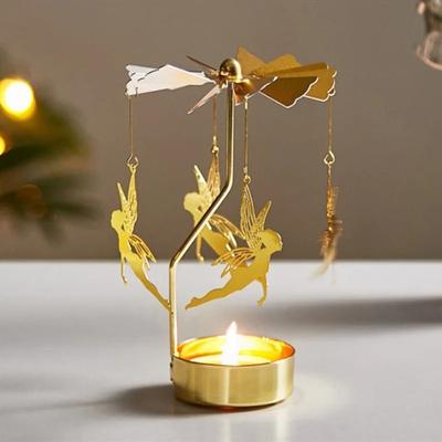 Metal Rotating Candle Holder Rotating Mechanism Elegance Style Spinner Carousel Heat-Powered Rotation Transfer Windmill