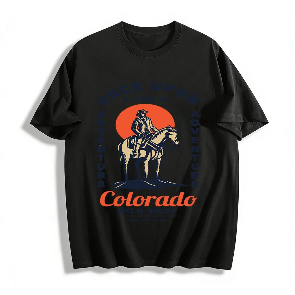 Vintage Colorado Wild West Cowboy Adventure Graphic Tee Pure cotton T-shirt XXS