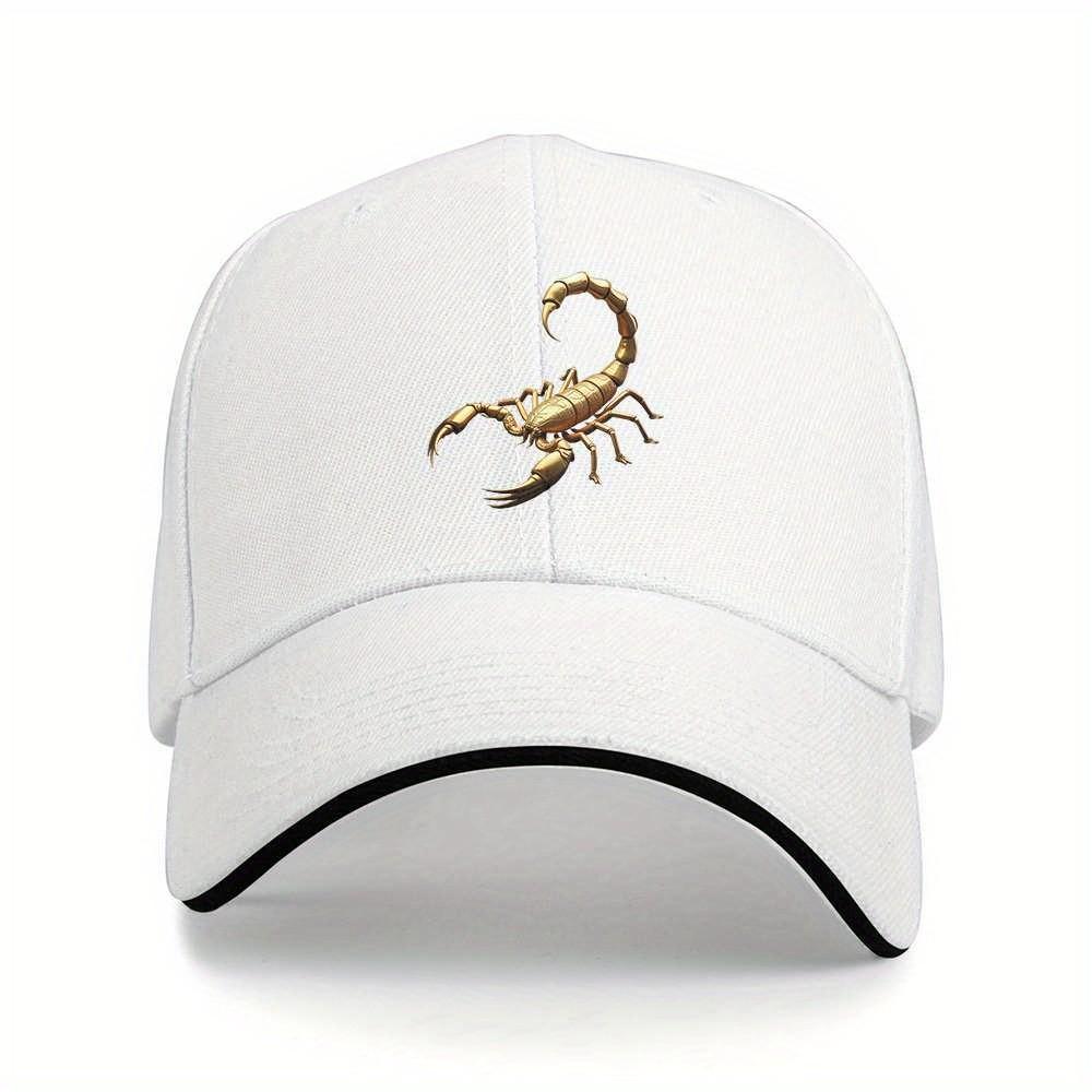 Golden Scorpion Metallic Graphic Baseball Cap Polyester Adjustable Adult Casual Outdoor Hat