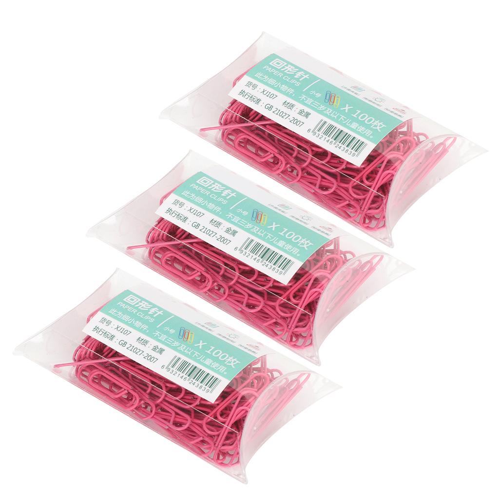 3 Boxes Paper Clip Small Portable  Red Shaped Cute Pin for File Classification