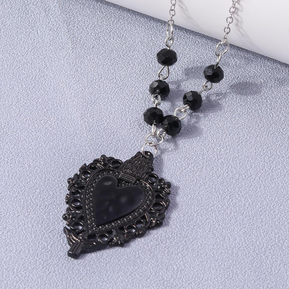 Gothic Skull Love Heart Necklace for Women Men Religious Crucifix Necklaces Punk Jewelry Gifts