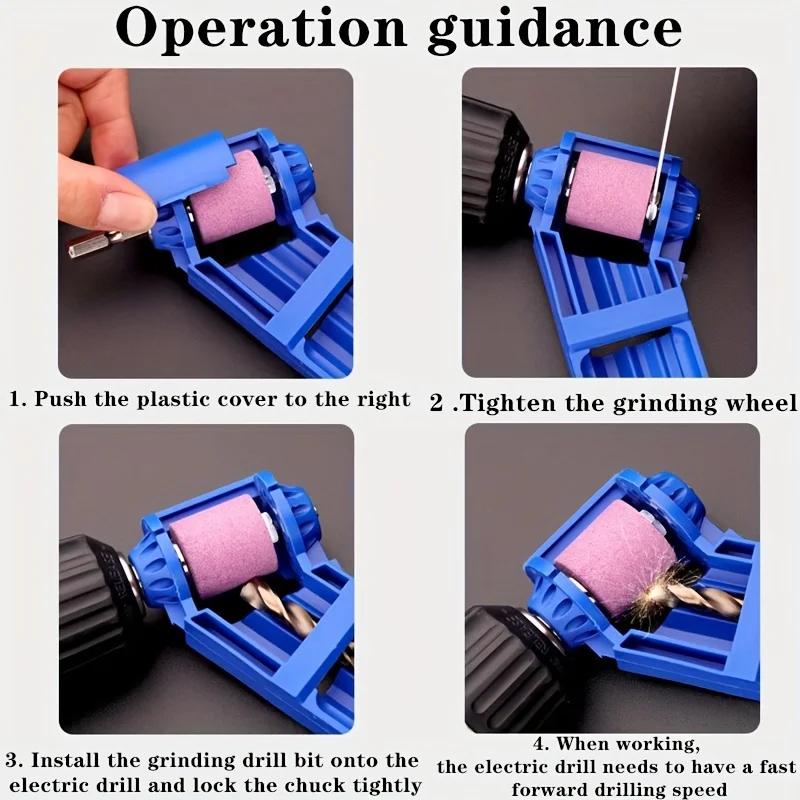 Drill Bit Sharpener with Grinding Wheel - Manual Grinding Tool for Quick Reshaping of Metal & Masonry Bits, DIY Sharpening Kit
