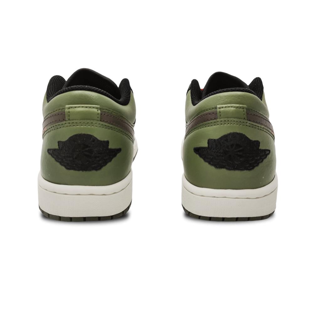 Jordan Air Jordan 1 Slip Resistant Abrasion Resistant Low Top Vintage Basketball Shoes Unisex Black White Green 553558-092(Team188-)
