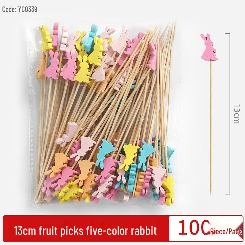 Creative Bamboo Fruit & Flower Picks for Parties, Cocktails, Burgers, & Easter Decorations