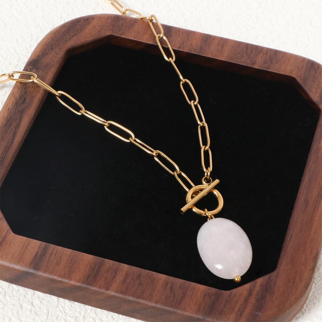 Ins Fashionable Versatile Necklace for Women Natural Stone Turquoise Paperclip Chain Necklace