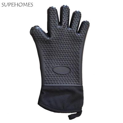 Kitchen Bar Supplies Double Layer Oven Gloves Heat Resistant Flexible Baking Gloves Anti-Scalding Silicone Oven Mitts Pots Pans