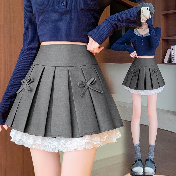 

Женская юбка-трапеция с высокой талией, кружевным бантом, весна/лето, плиссированная юбка-балет Extra Large серый