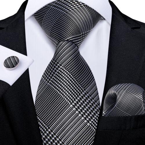 Dibangu Mens Silk Necktie Set Striped Paisley Solid Tie Pocket Square Cufflinks