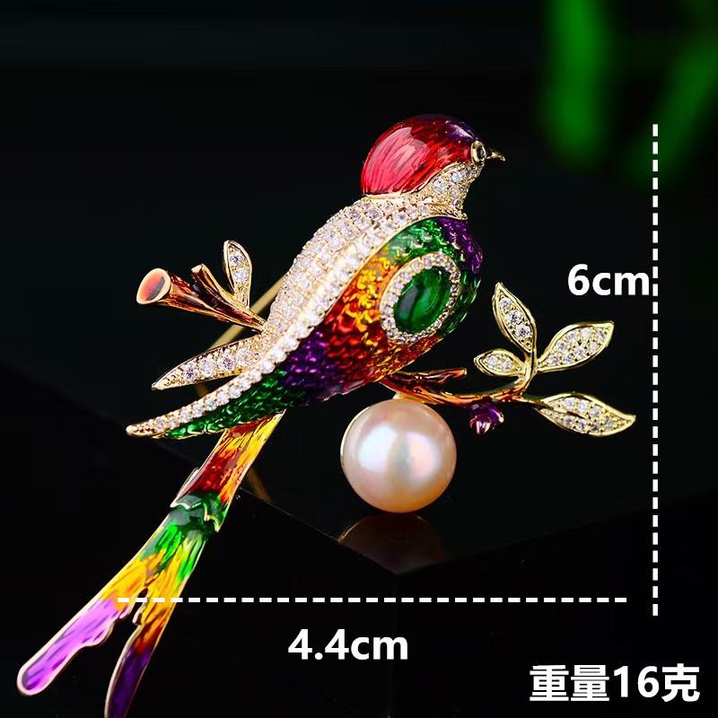 

Chinese style enamel magpie brooch mixed color animal corsage accessories cheongsam pin direct supply золотий