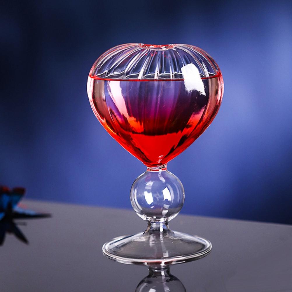 Heart Shaped Cocktail Glass 310ML Wine Glass Clear Stripe Drinking Wine Glass Martini Cocktail Glasses Goblet Cup for Wedding