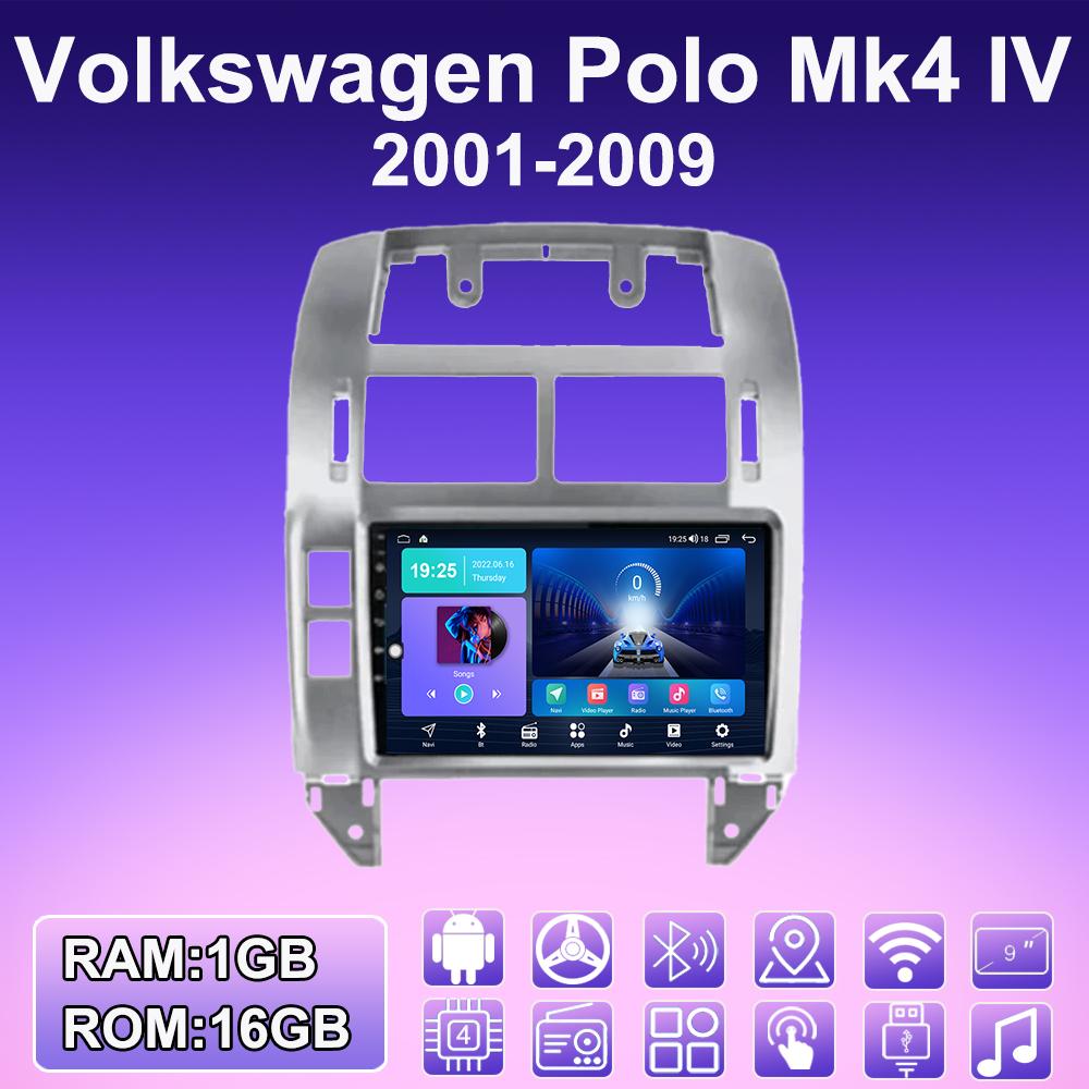 

2 DIN Android автомобильное радио для Volkswagen Polo Mk4 IV 2001-2009 мультимедийный проигрыватель головное устройство стерео GPS навигация WIFI 1+16 ГБ 1+16GB серый