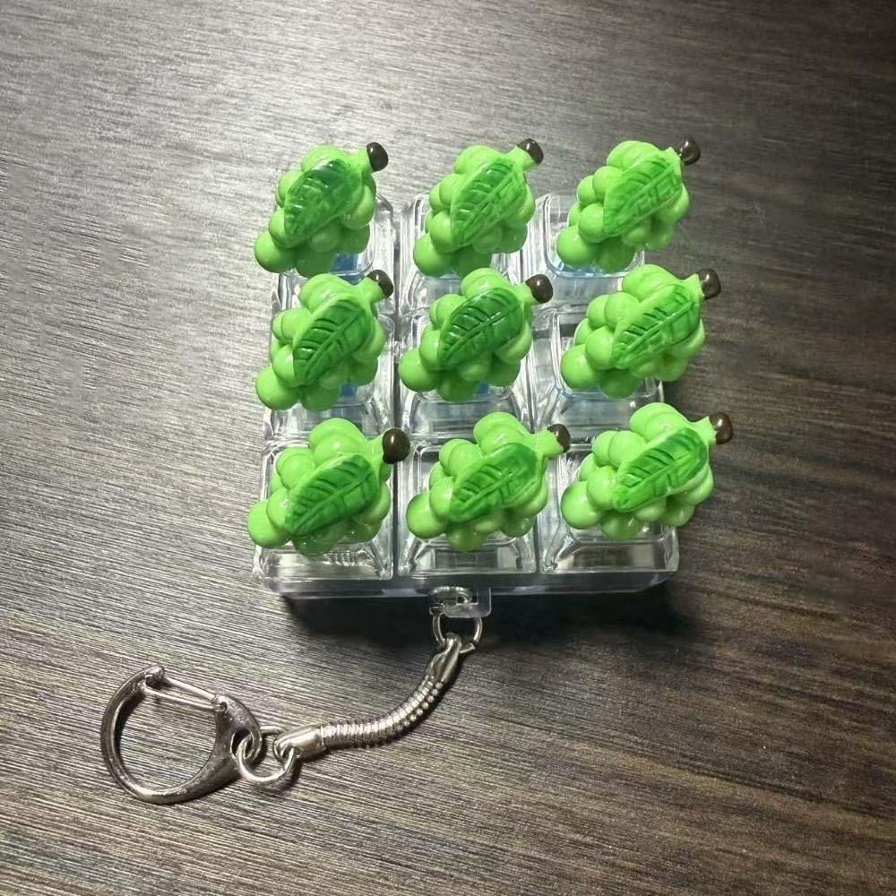Transparent Dual-Tone Fruit Decompression Button Toy 9-Key Keyboard Keychain  Hanging Charm